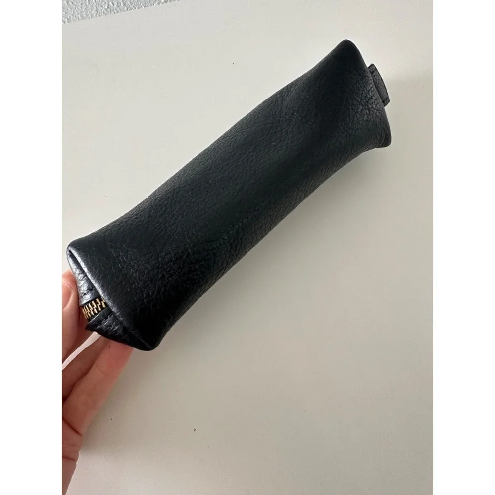 Portland Leather Goods Black Case Pouch Zipper Pencil Makeup Small